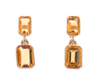 9ct Yellow Gold Citrine Double Drop Earrings