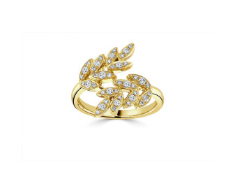 18ct Yellow Gold & Diamond Barleycorn Dress Ring