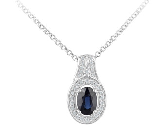 18ct White Gold Sapphire & Diamond Fancy Pendant