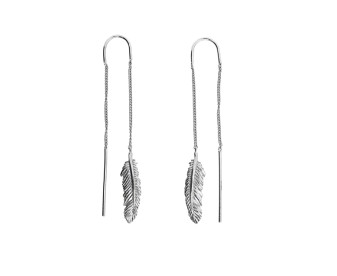 Sterling Silver Threader Feather Earrings