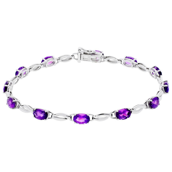 9ct White Gold Amethyst Bracelet