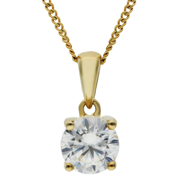 9ct Yellow Gold 5mm Cubic Zirconia Solitaire Round Shape Pendant 