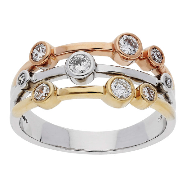 18ct White, Yellow, Rose Gold 0.50ct Diamond Bubble Ring