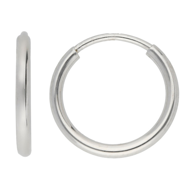 9ct White Gold 10mm Sleeper Hoop Earrings