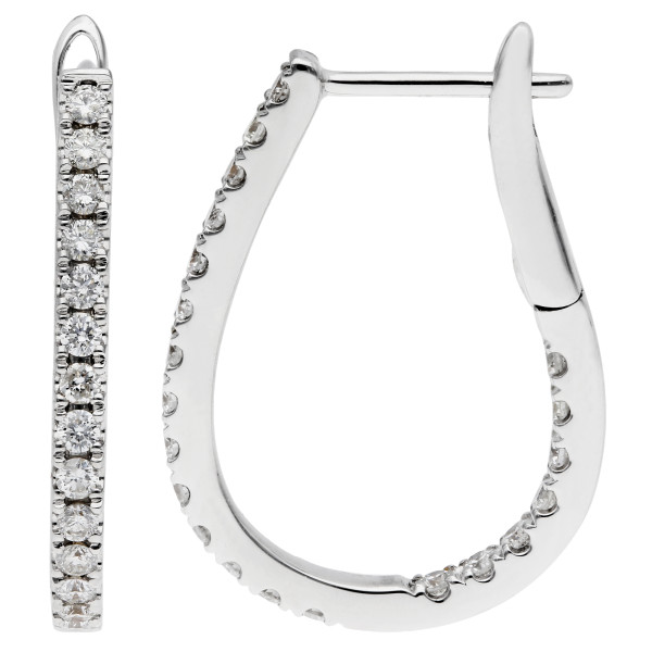 18ct White Gold Diamond Horseshoe Hoop Earrings