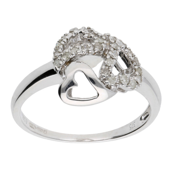 9ct White Gold 0.12ct Diamond Heart Ring