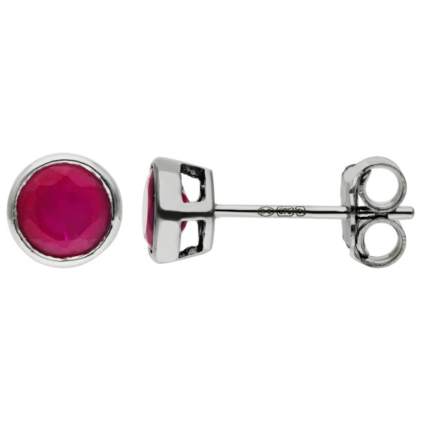 9ct White Gold 5mm Ruby Earrings