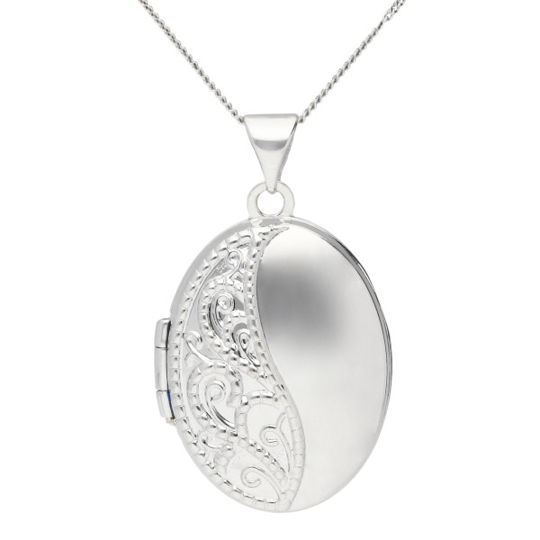 9ct White Gold Oval Locket