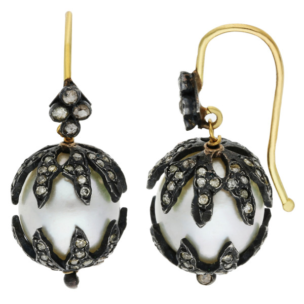 Pre-Owned Cultured Pearl & Diamond Drop Earrings