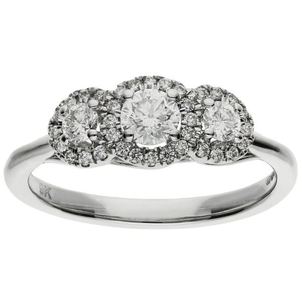 9ct White Gold 0.50ct Diamond Halo Ring