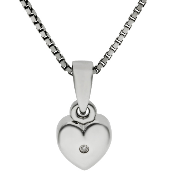 Sterling Silver & Diamond Children's Heart Necklace