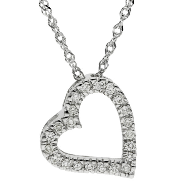 9ct White Gold 0.13ct Diamond Heart Pendant
