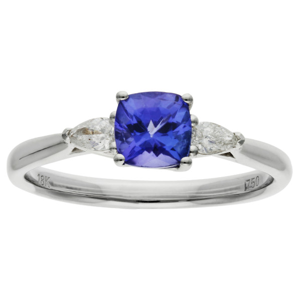18ct White Gold 0.70ct Tanzanite Three Stone Ring