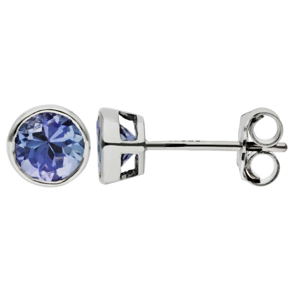 9ct White Gold 0.50ct Round Tanzanite Solitaire Stud Earrings