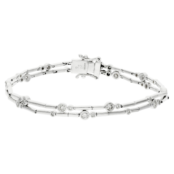 9ct White Gold Diamond Double Layered Bracelet