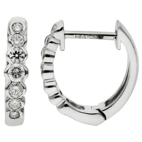 18ct White Gold Diamond Hoop Earrings