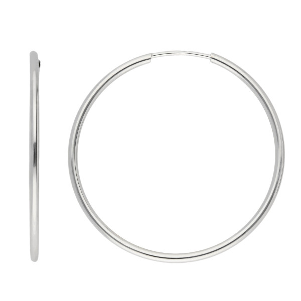 9ct White Gold 33mm Sleeper Hoop Earrings