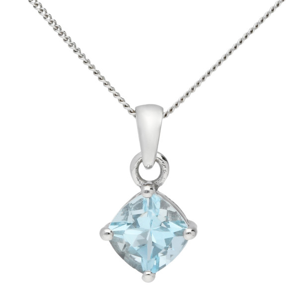 9ct White Gold 1.00ct Aquamarine Solitaire Pendant