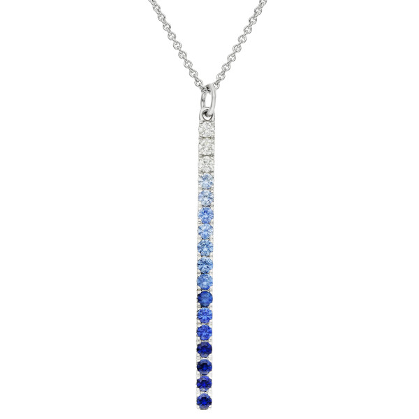 9ct White Gold Diamond & Sapphire Pendant