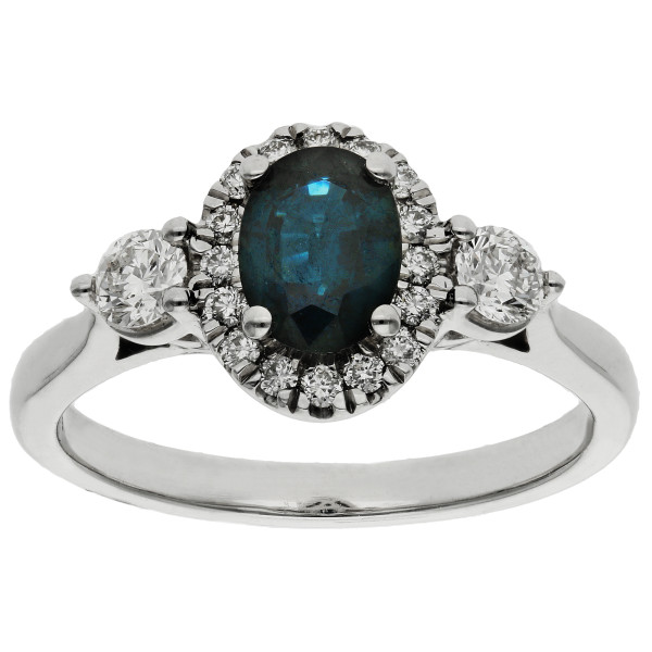 9ct White Gold 0.96ct Sapphire Cluster Ring