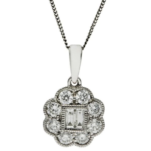Platinum & Diamond Daisy Pendant
