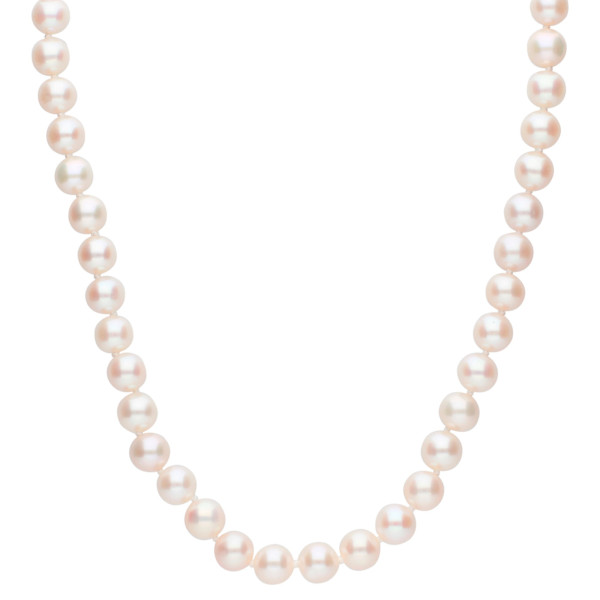 9ct White Gold 7-7.5mm White Round Cultured River Pearl Necklace