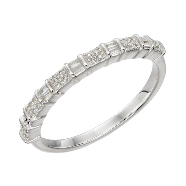 9ct White Gold Baguette Cut Diamond Ring-N