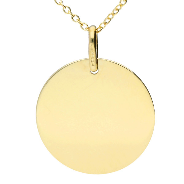 9ct Yellow Gold Round Plaque Necklace - Free Engraving