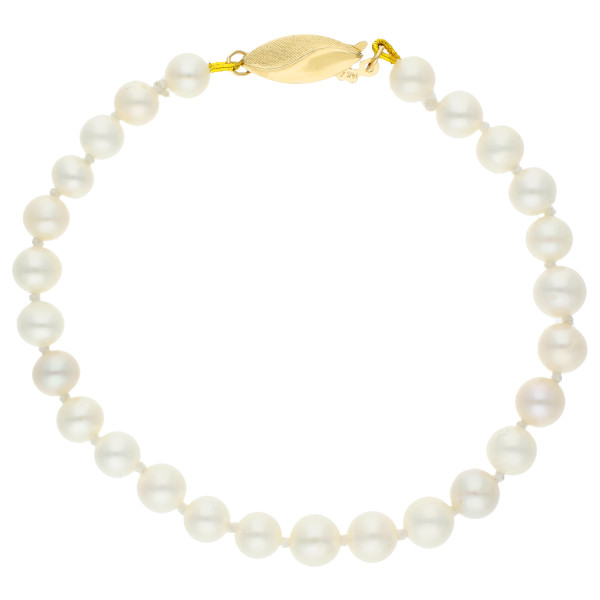 14ct Gold 6mm Freshwater Pearl Bracelet