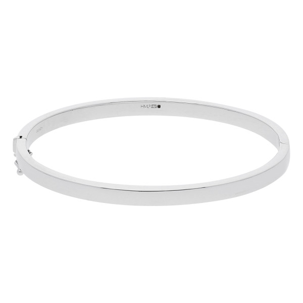Oval Solid 9ct White Gold Bangle