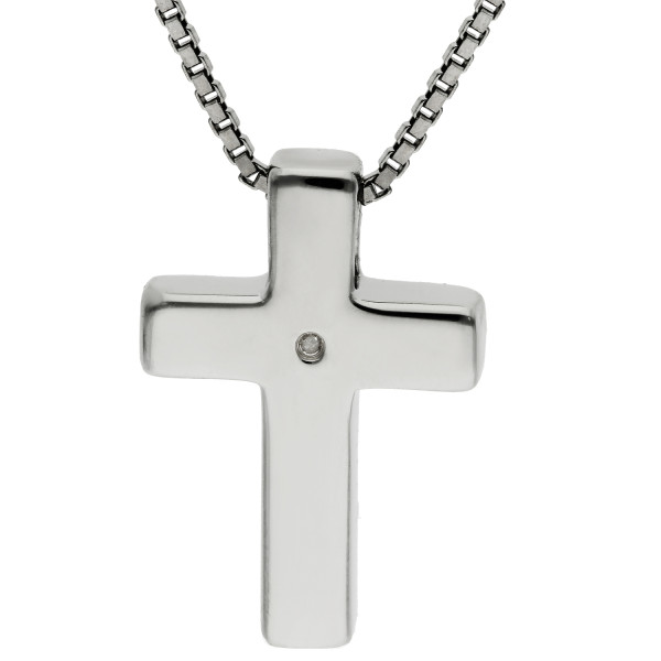 Sterling Silver & Diamond Children's Cross Necklace