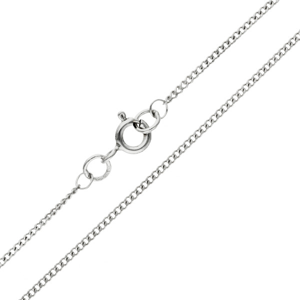 9ct White Gold 1.2mm Filed Curb Chain