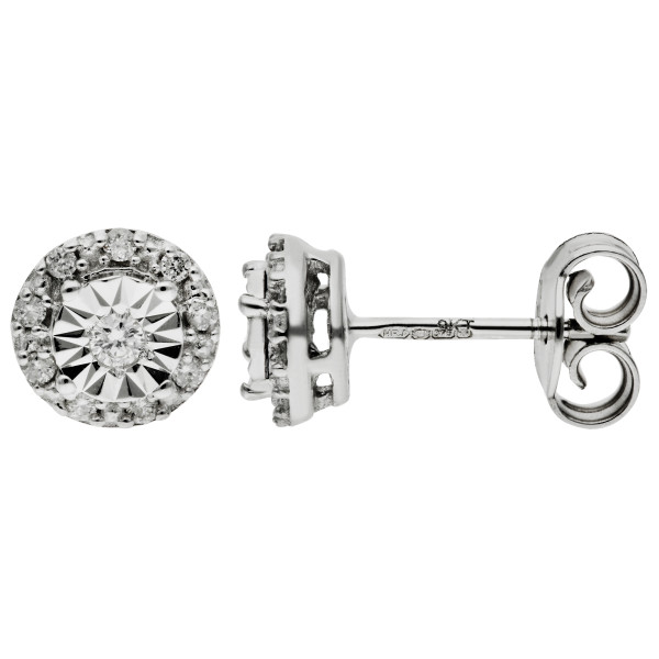 9ct White Gold Diamond Earrings