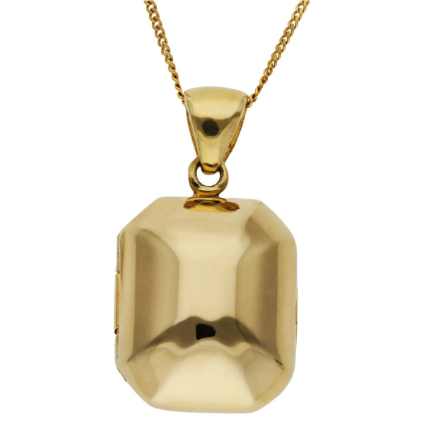 9ct Yellow Gold Plain Puffed Rectangle Locket