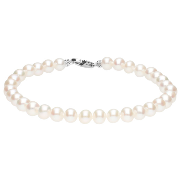 9ct White Gold 5-5.5mm White Round Cultured River Pearl Bracelet