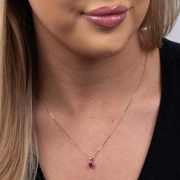 9ct Yellow Gold Ruby Solitaire Pendant