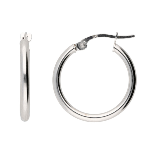 9ct White Gold Small Slim Hoop Earrings