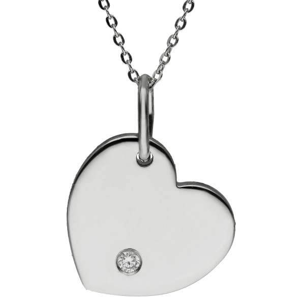 9ct White Gold Diamond Heart Pendant