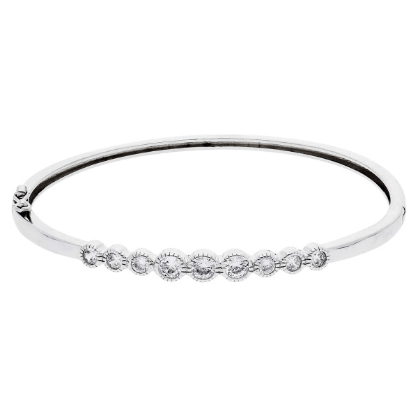 Cubic Zirconia Sterling Silver Bangle