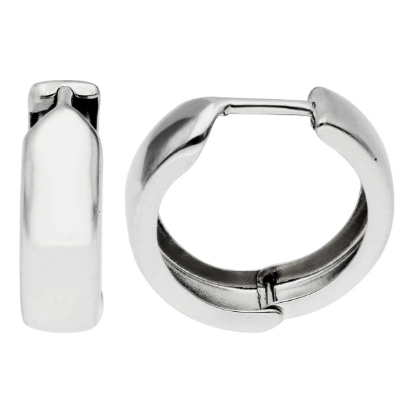 9ct White Gold 15mm Hinged Hoop Earrings