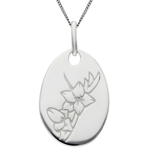 Sterling Silver Birth Bloom Pendant Gladiolus - August