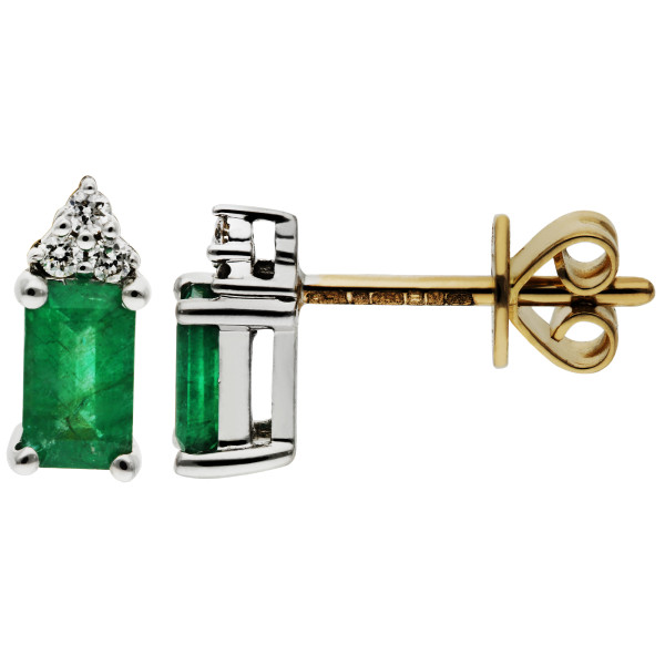 18ct White Gold 0.64ct Emerald Stud Earrings