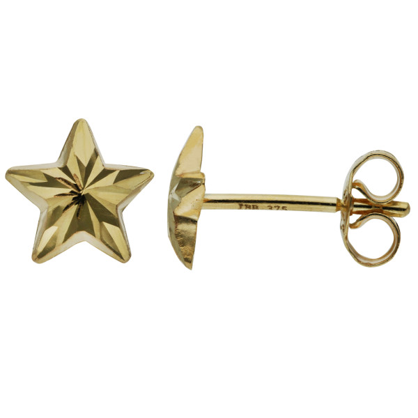 9ct Yellow Gold Star Stud Earrings