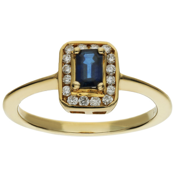 18ct Gold 0.35ct Sapphire Halo Ring