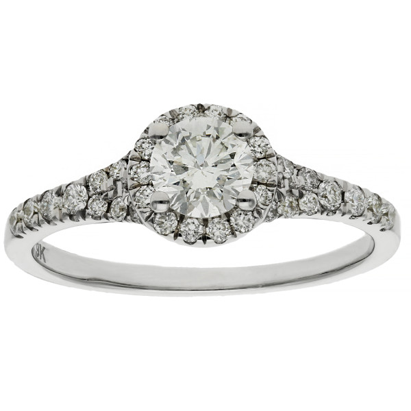 9ct White Gold 0.75ct Diamond Halo Ring