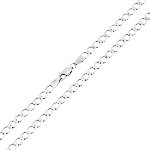 9ct White Gold 4.35mm Filed Flat Curb Chain 