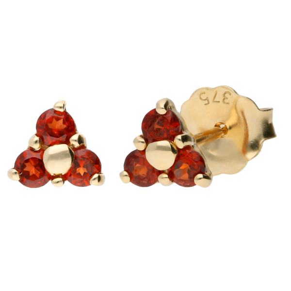 9ct Yellow Gold 0.25ct Garnet Floral Cluster Earrings