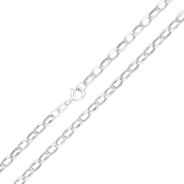 3.50mm Hollow 9ct White Gold Belcher Chain