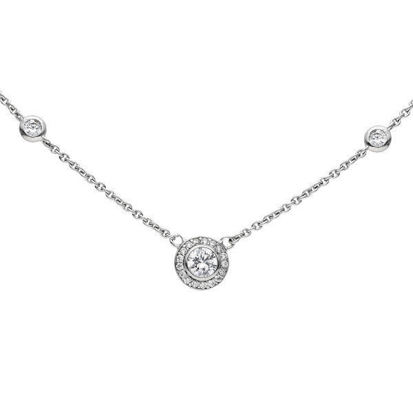Sterling Silver Cubic Zirconia Round Halo Necklace