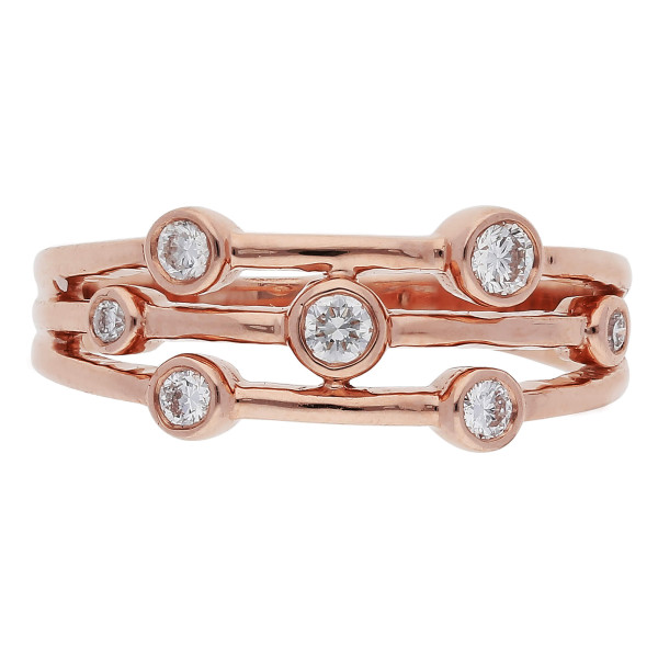 9ct Rose Gold Diamond Bubble Ring - M
